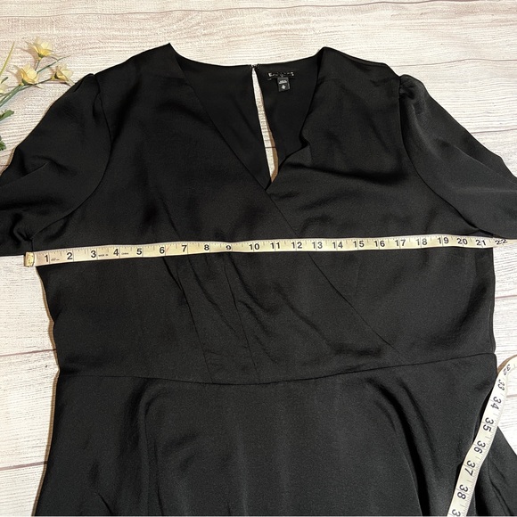 EXPRESS Long Sleeve Surplice Fit And Flare Dress - Picture 12 of 16